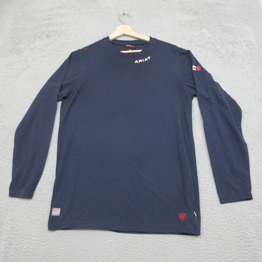 Ariat Work Shirt Mens Medium Navy Blue Long Sleeve Workwear Industrial CAT 1